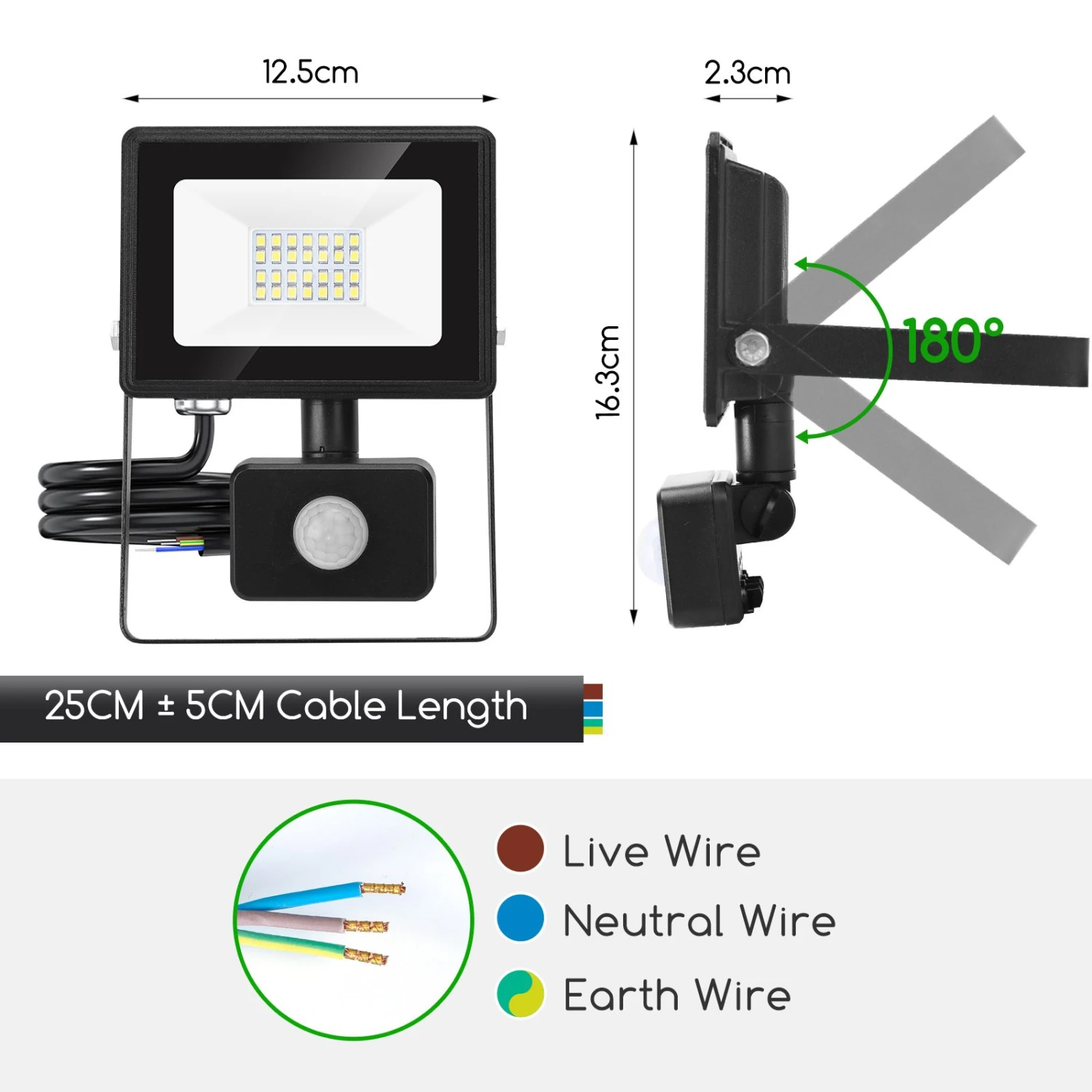 Aigostar 20W Foco LED Con Sensor Movimiento,1800LM IP65 6500K 6 Aigostar 20W Foco LED Con Sensor Movimiento,1800LM IP65 6500K - Imagen 6