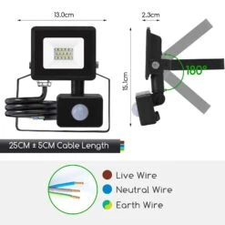 Aigostar 10W Foco LED Con Sensor Movimiento,900LM IP65 6500K -Jardines Y Exteriores 3f648ed87fde6958
