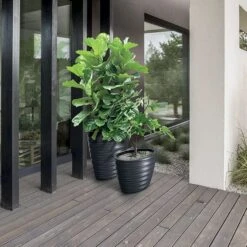 Prosperplast Maceta FREZE - Oval 74LCon Depósito 593x393x585 Antracita -Jardines Y Exteriores 57c5e9c18364d654