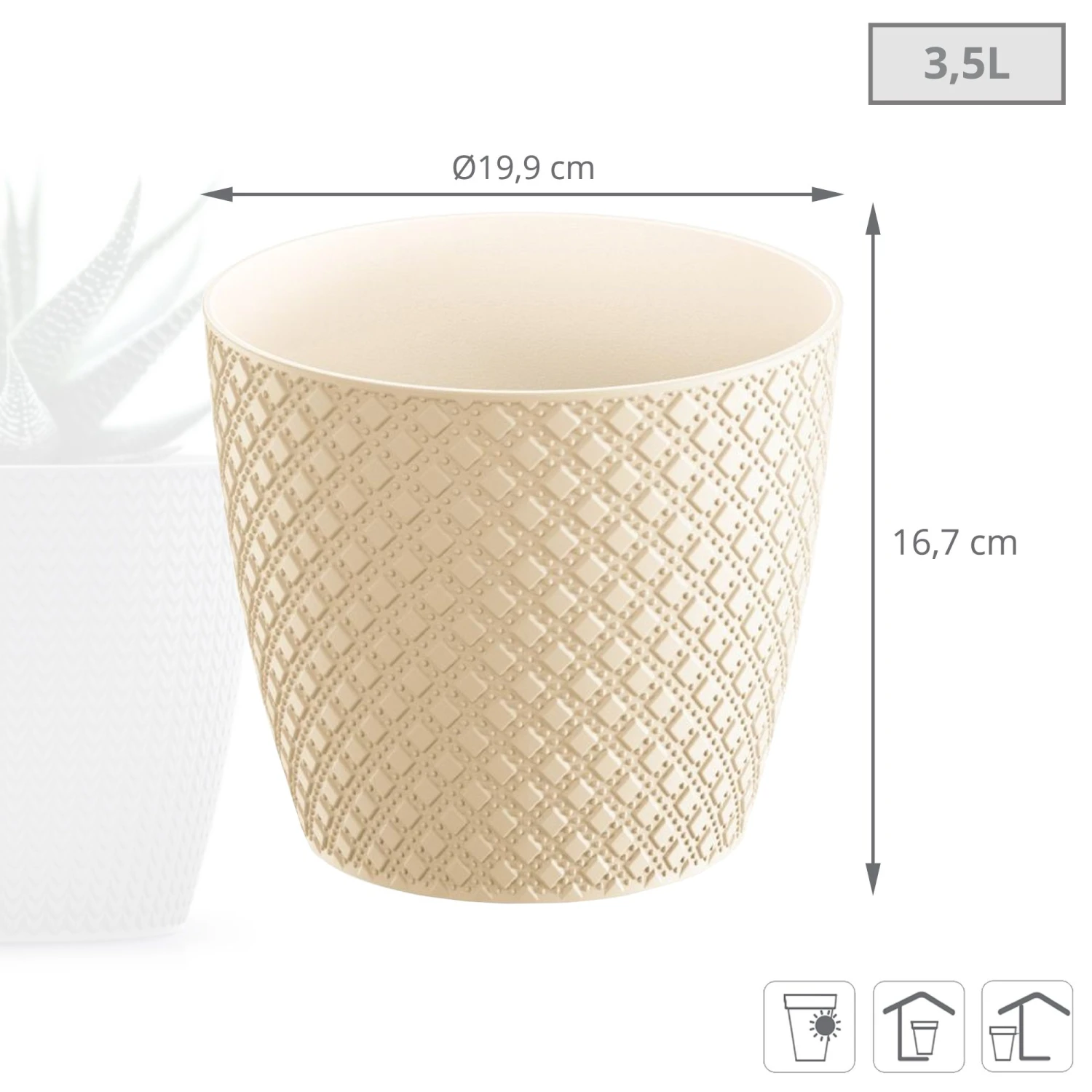 Prosperplast Maceta ORIENT 3,5L 189x189x167 Crema 3 Prosperplast Maceta ORIENT 3,5L 189x189x167 Crema - Imagen 3