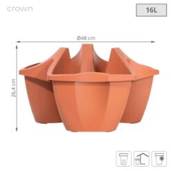 Prosperplast Maceta CROWN 16L., 480x480x264, Color Terracota -Jardines Y Exteriores 63852d024a9d97.98059618