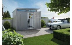 CASETA METALICA BIOHORT JARDIN AVANTGARDE A3 DOBLE PUERTA COLOR PLATA