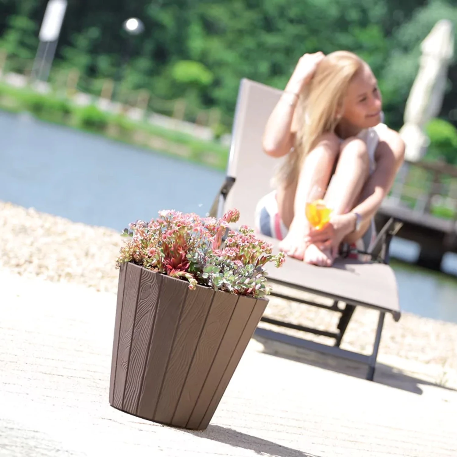 Prosperplast Maceta WOO12L 299x299x281 Marrón 5 Prosperplast Maceta WOO12L 299x299x281 Marrón - Imagen 5