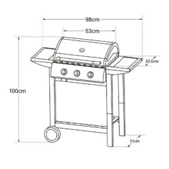 Barbacoa De Gas Hawaï - 3 Quemadores 8,4 Kw -Jardines Y Exteriores b3f03cf84d6aa2cb