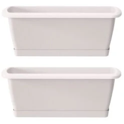 WellHome Pack 2 Jardineras Con SoporteRespana SetBlanco - 78,6x18,4x14,5 Cm