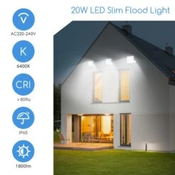 Aigostar Focos Led Exterior, 20W 6400K Led Focos Exterior, 1800LM IP65 -Jardines Y Exteriores e7168f7e5196fdde